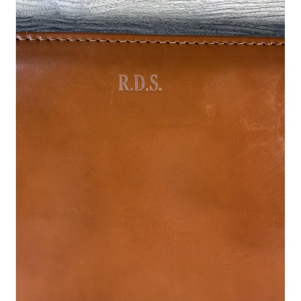 Vtg Top Grain Cowhide Portfolio Business Folder Zippered NBC National Brief Case